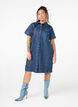 Long denim shirt with short sleeves, Blue Denim, Model image number 2