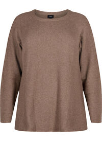 Melange pullover with side slit
