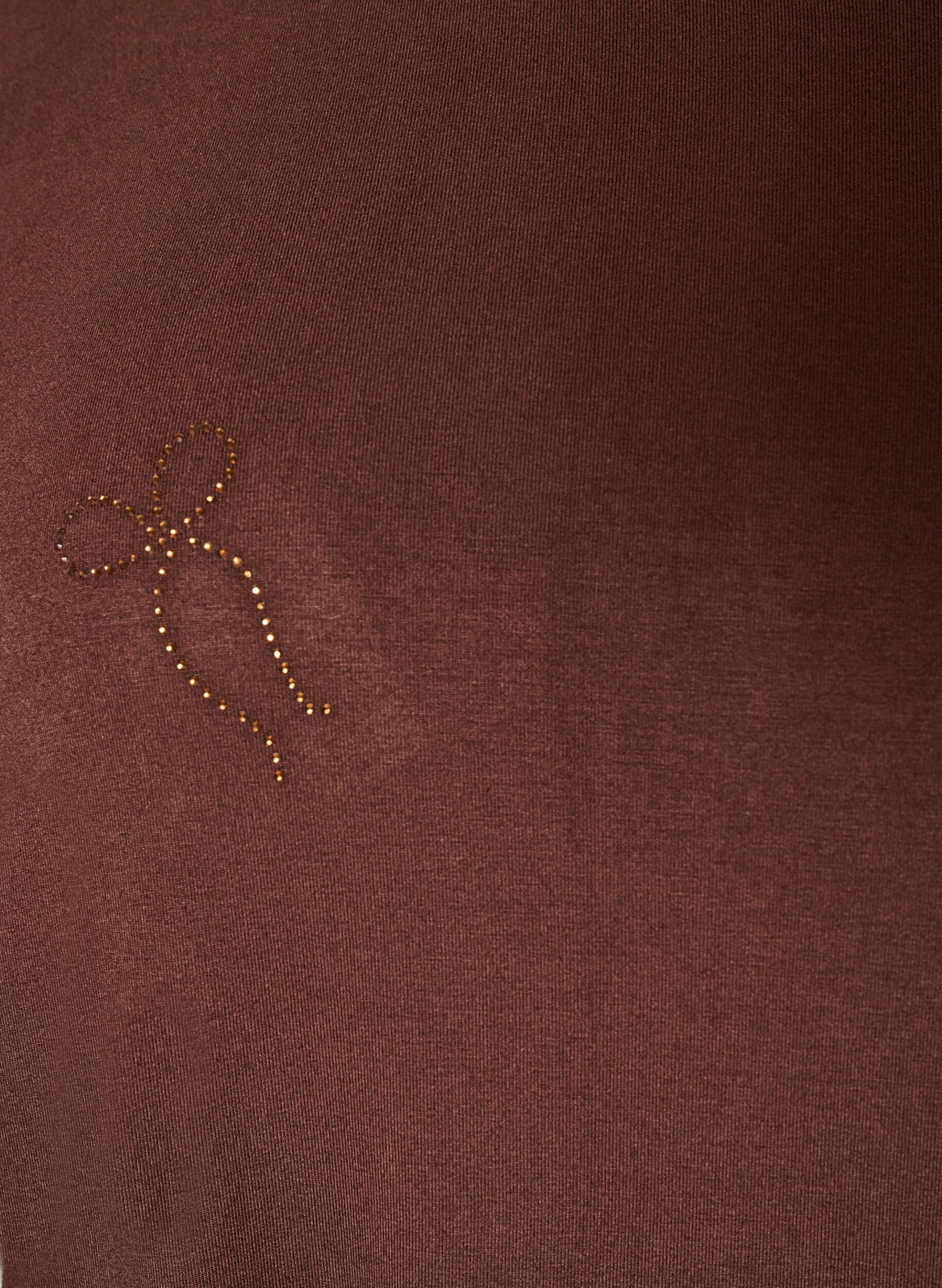 ZizzifashionViscose T-shirt with rhinestones, Brown, Packshot image number 2