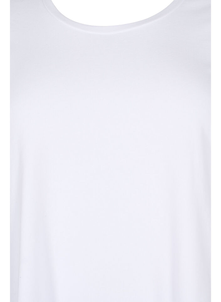 Basic cotton t-shirt with 3/4 sleeves, White, Packshot image number 2
