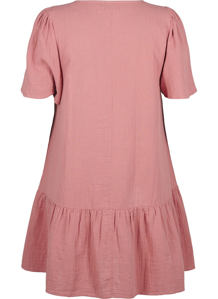 Cotton short-sleeved dress with a-line cut, Old Rose, Packshot image number 1