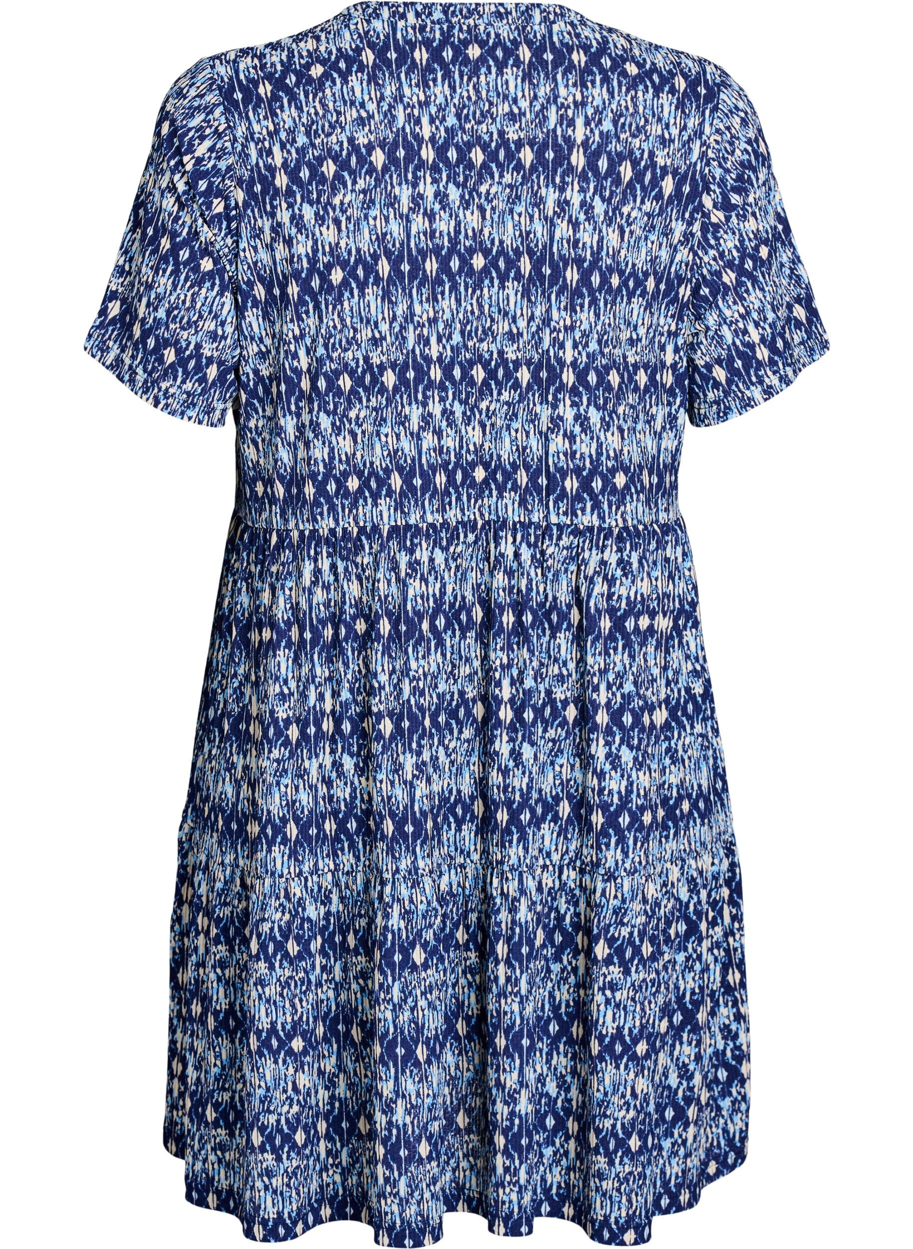 ZizzifashionPatterned dress with panels, Blue, Packshot image number 1