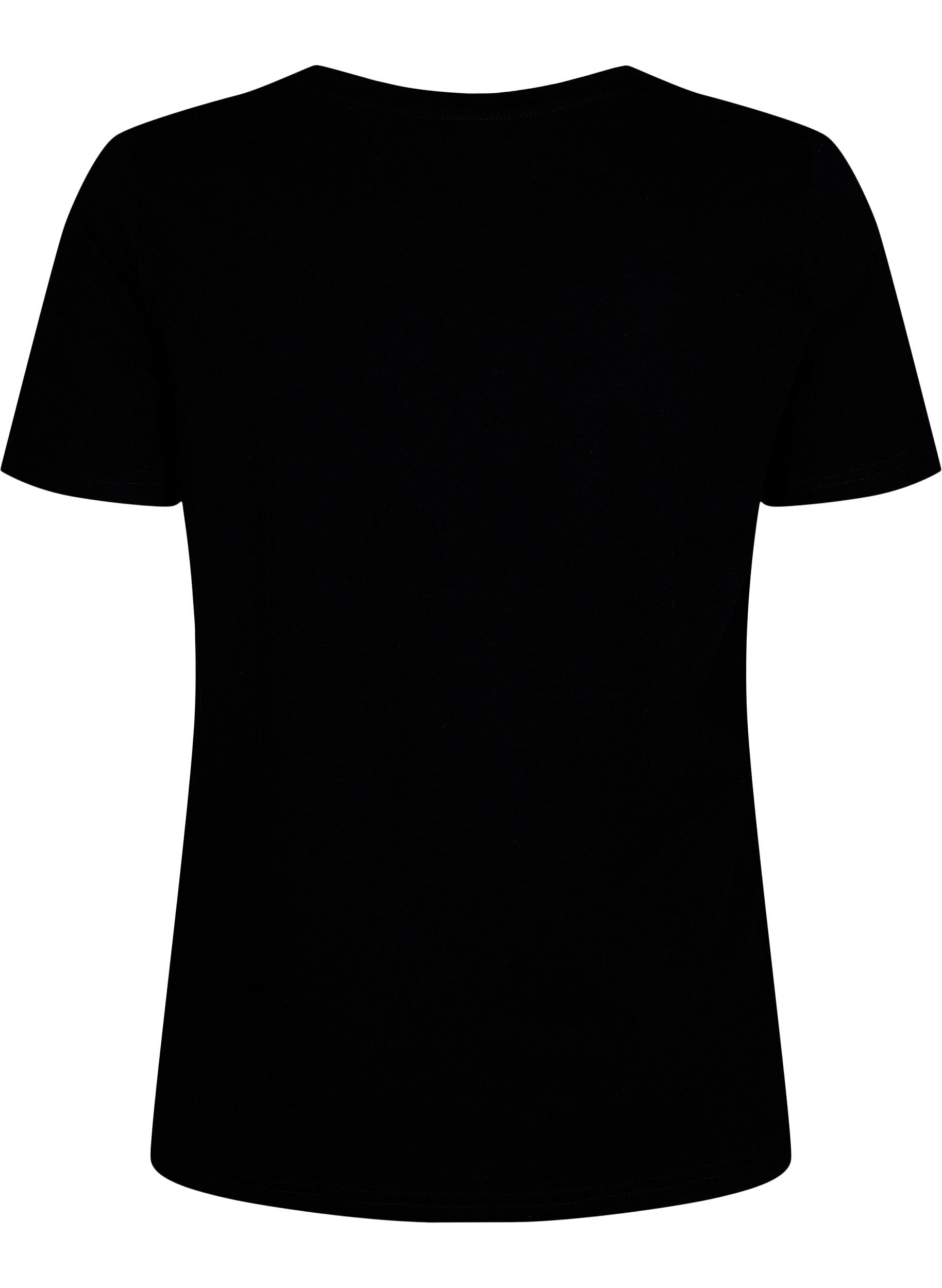 Zizzifashion Crew neck cotton T-shirt with print, Black W. Heart L., Packshot image number 1