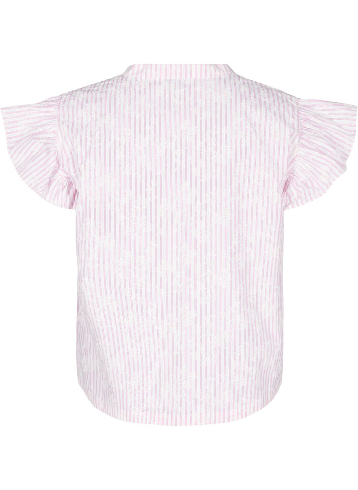 Sleeveless blouse with stripes and floral print, Pink, Packshot image number 1