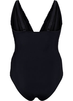 Draped swimsuit with ring detail, Black, Packshot image number 1
