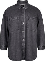 Loose-fitting denim jacket with buttons, Grey Denim, Packshot