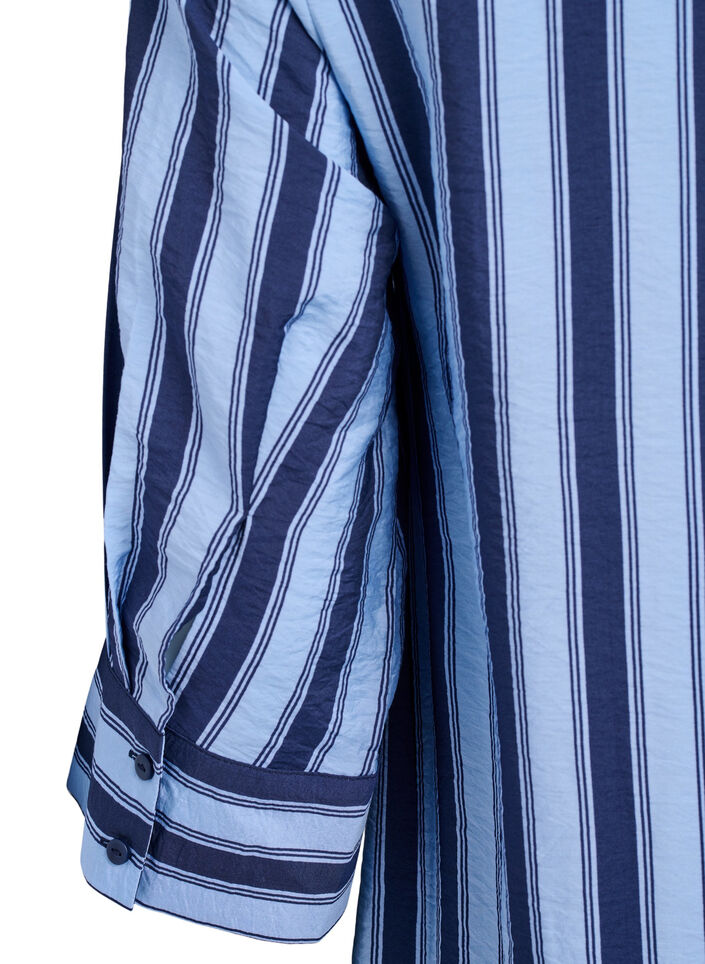 Short dress with collar and chest pocket, Blue, Packshot image number 3