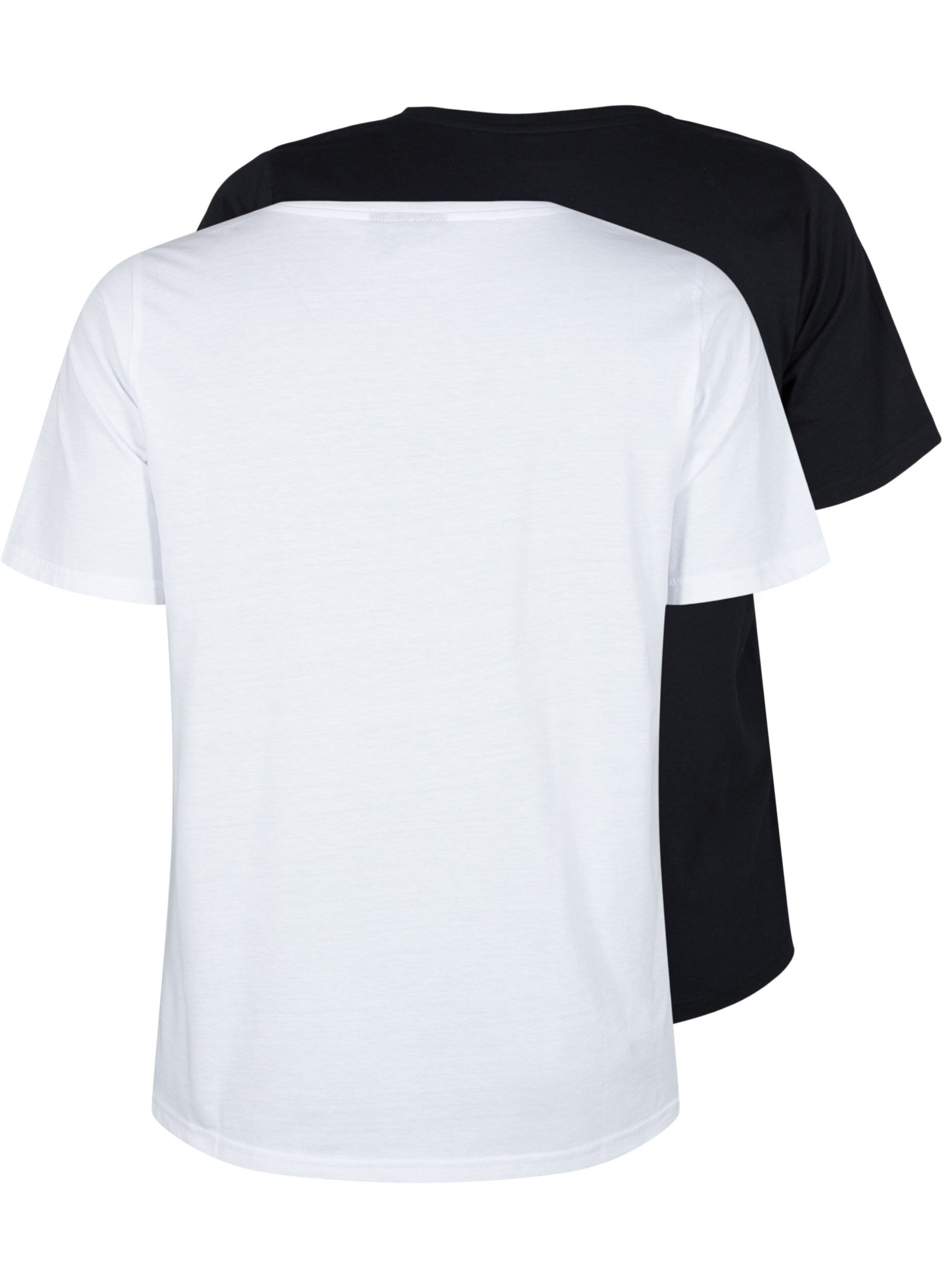 Zizzifashion FLASH - 2-pack v-neck t-shirts, White/Black, Packshot image number 1