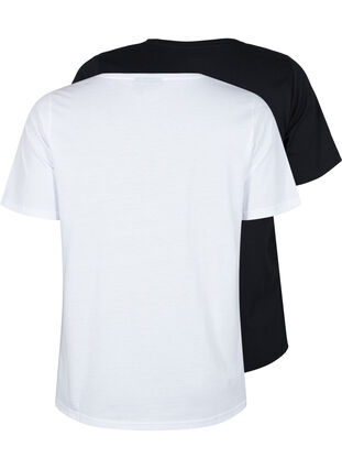 FLASH - 2-pack v-neck t-shirts, White/Black, Packshot image number 1