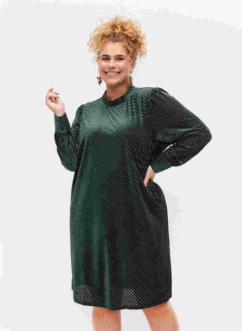 Textured dress in velour, Scarab, Model image number 0