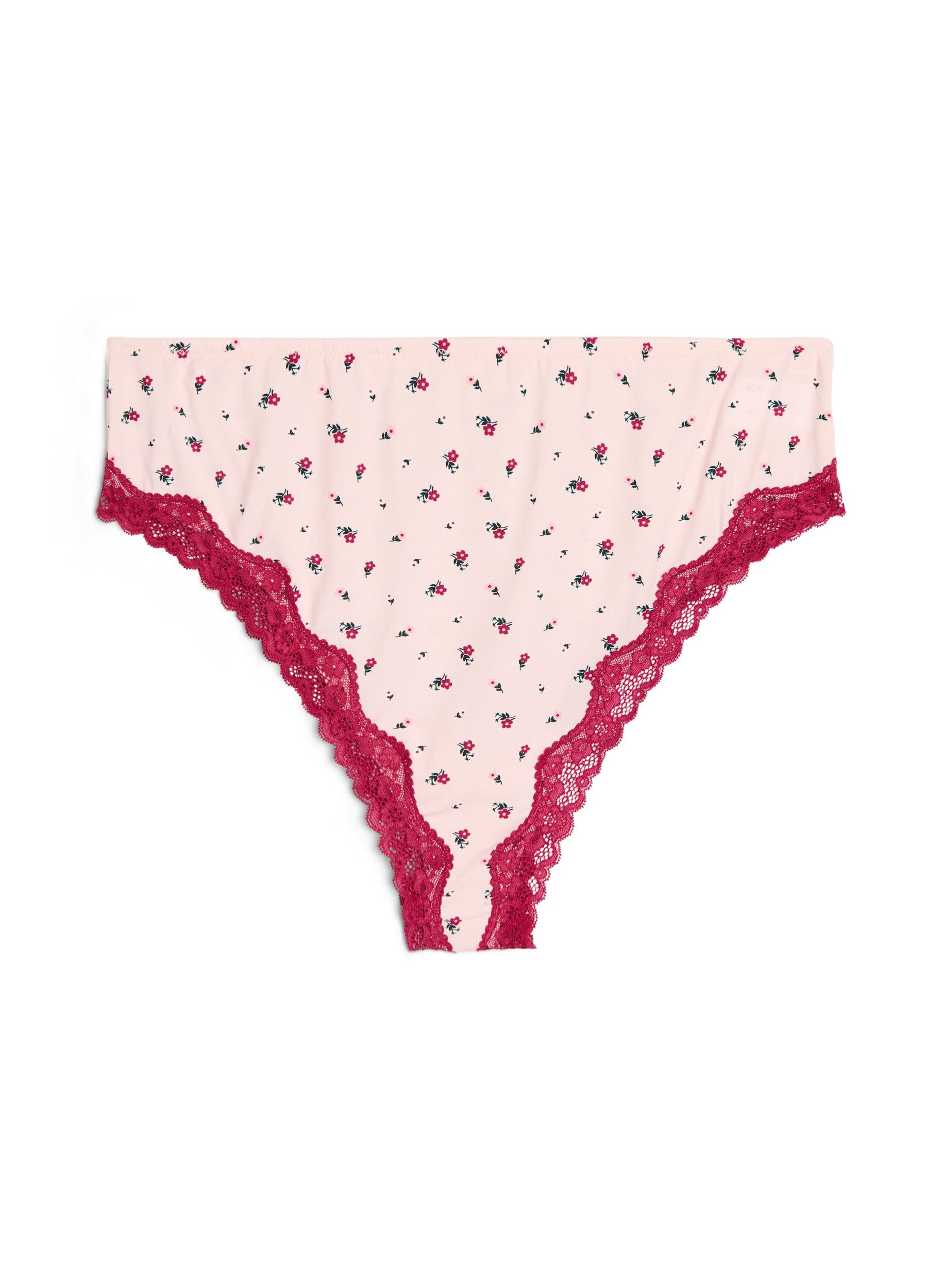 ZizzifashionBrazilian panties with floral print and lace, Rose, Packshot image number 0