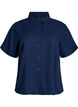 Short-sleeved shirt in linen and viscose, Blue, Packshot image number 0