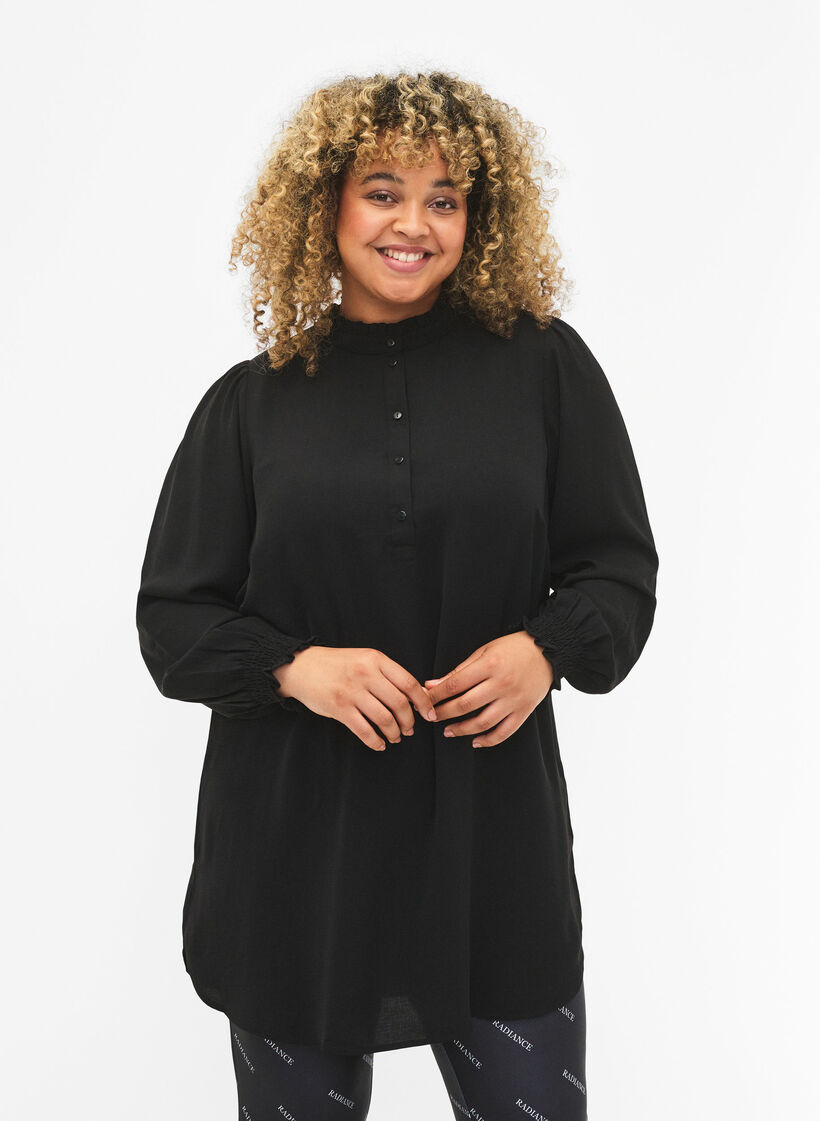 Tunic with smock, Black, Model image number 0