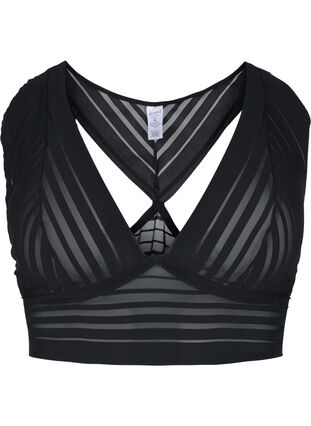 Striped mesh bra, Black, Packshot image number 0