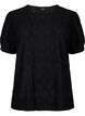 Short-sleeved blouse with lace pattern, Black, Packshot image number 0