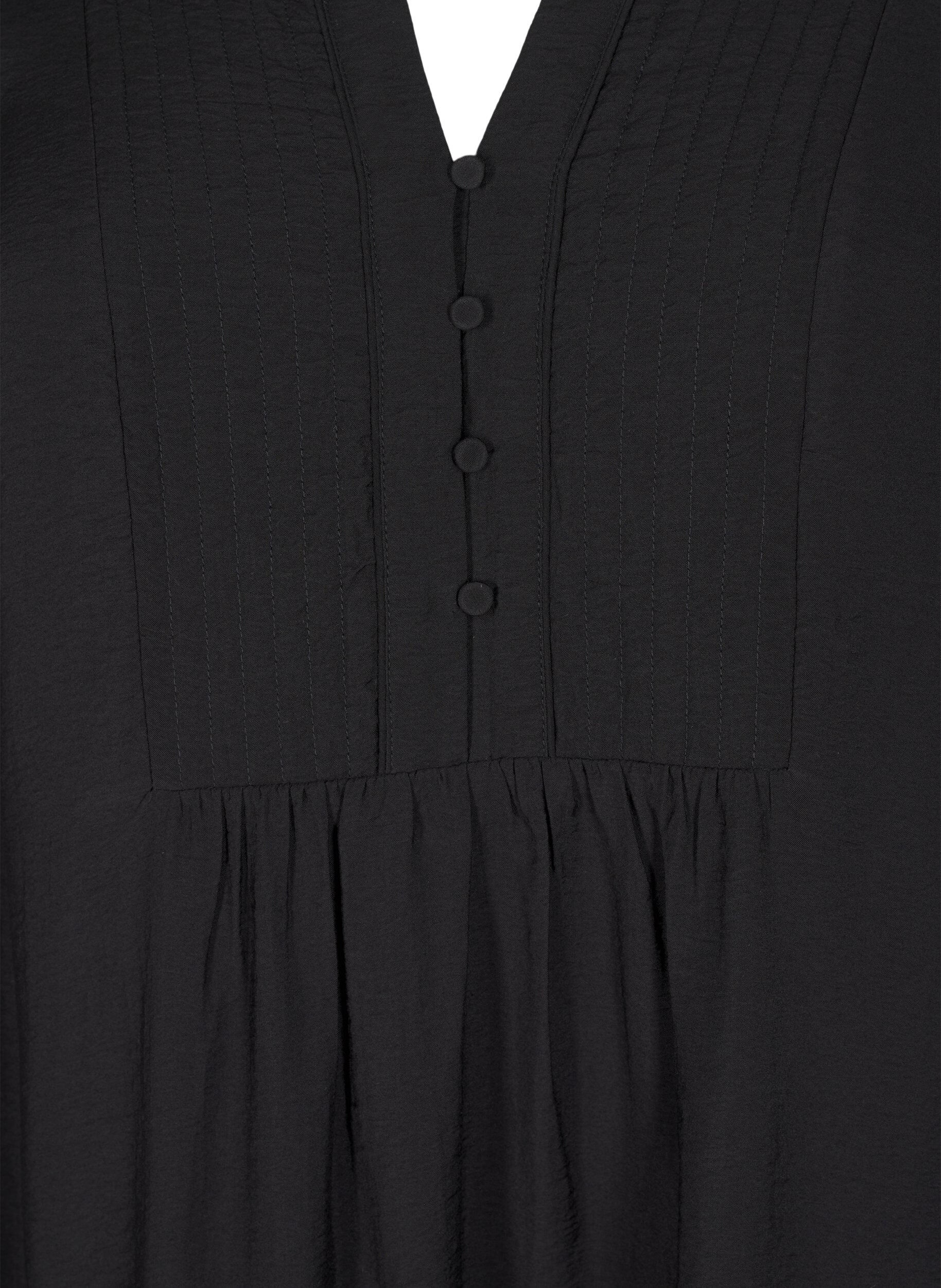 Zizzifashion Short dress with stitching and buttons, Black, Packshot image number 2