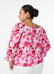 Viscose blouse with a square neck and 3/4-sleeves, Pink, Model image number 2