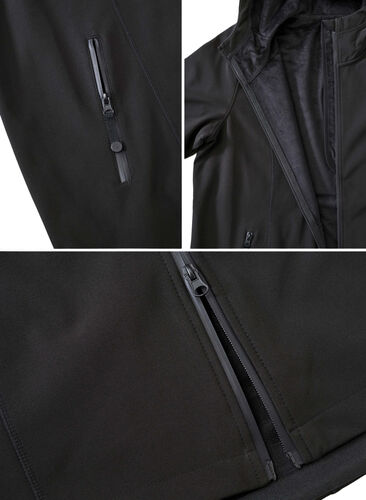 Short softshell jacket with detachable hood, Black, Packshot image number 4