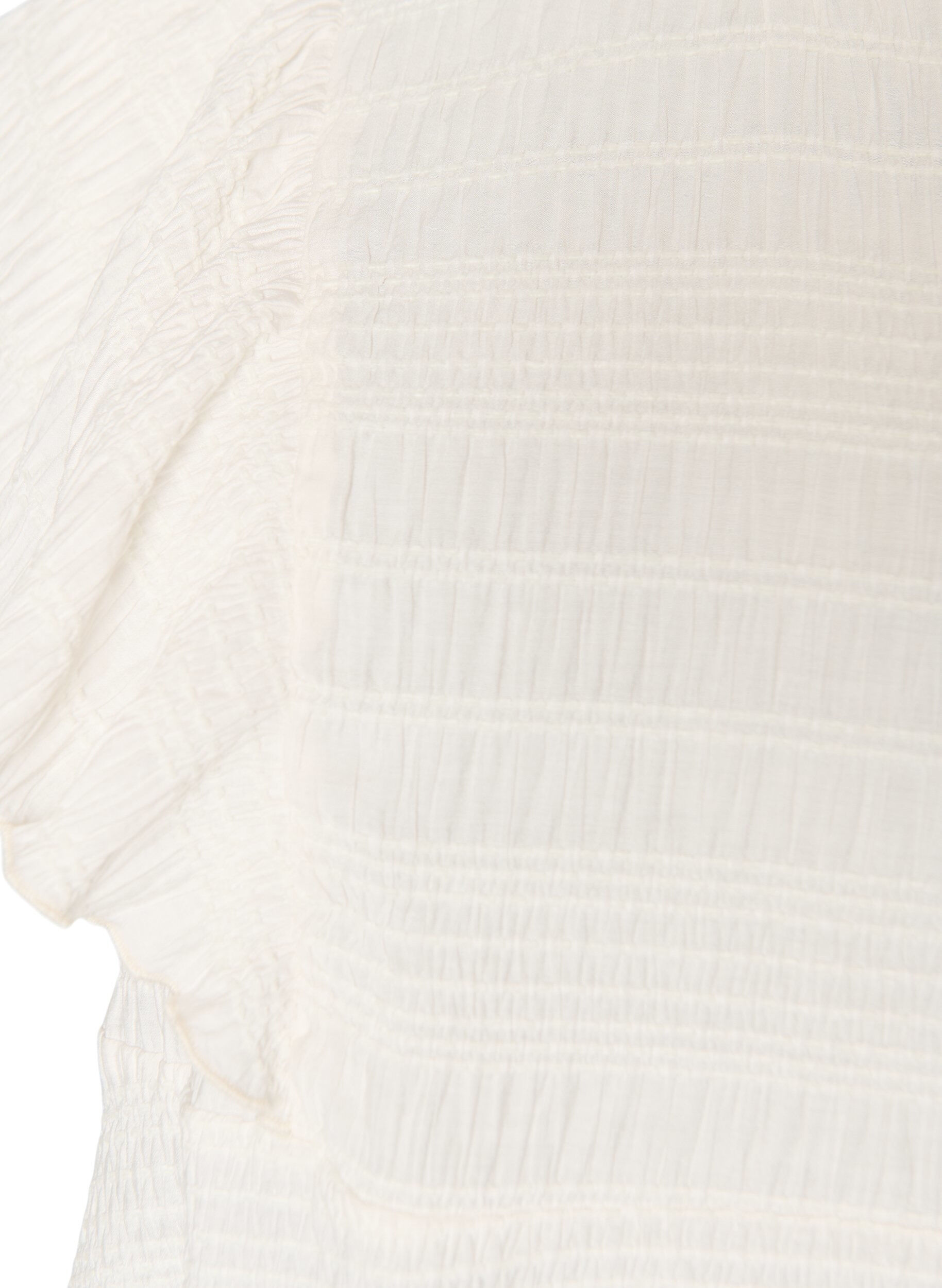 ZizzifashionBlouse with smocked texture and ruffle sleeves, Vanilla, Packshot image number 2