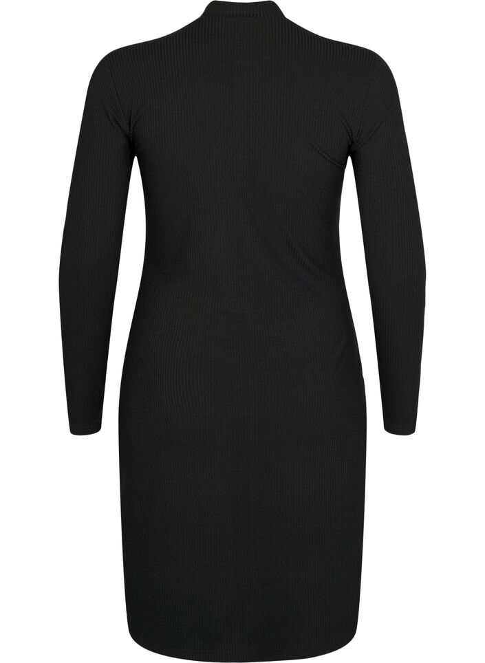 Fitted dress with cut-out details, Black, Packshot image number 1
