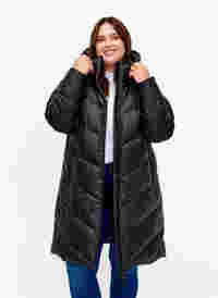 Water-repellent winter jacket with detachable hood, Black, Model