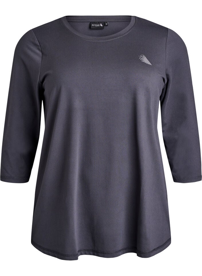 Workout top with 3/4 sleeves, Dark Grey, Packshot image number 0