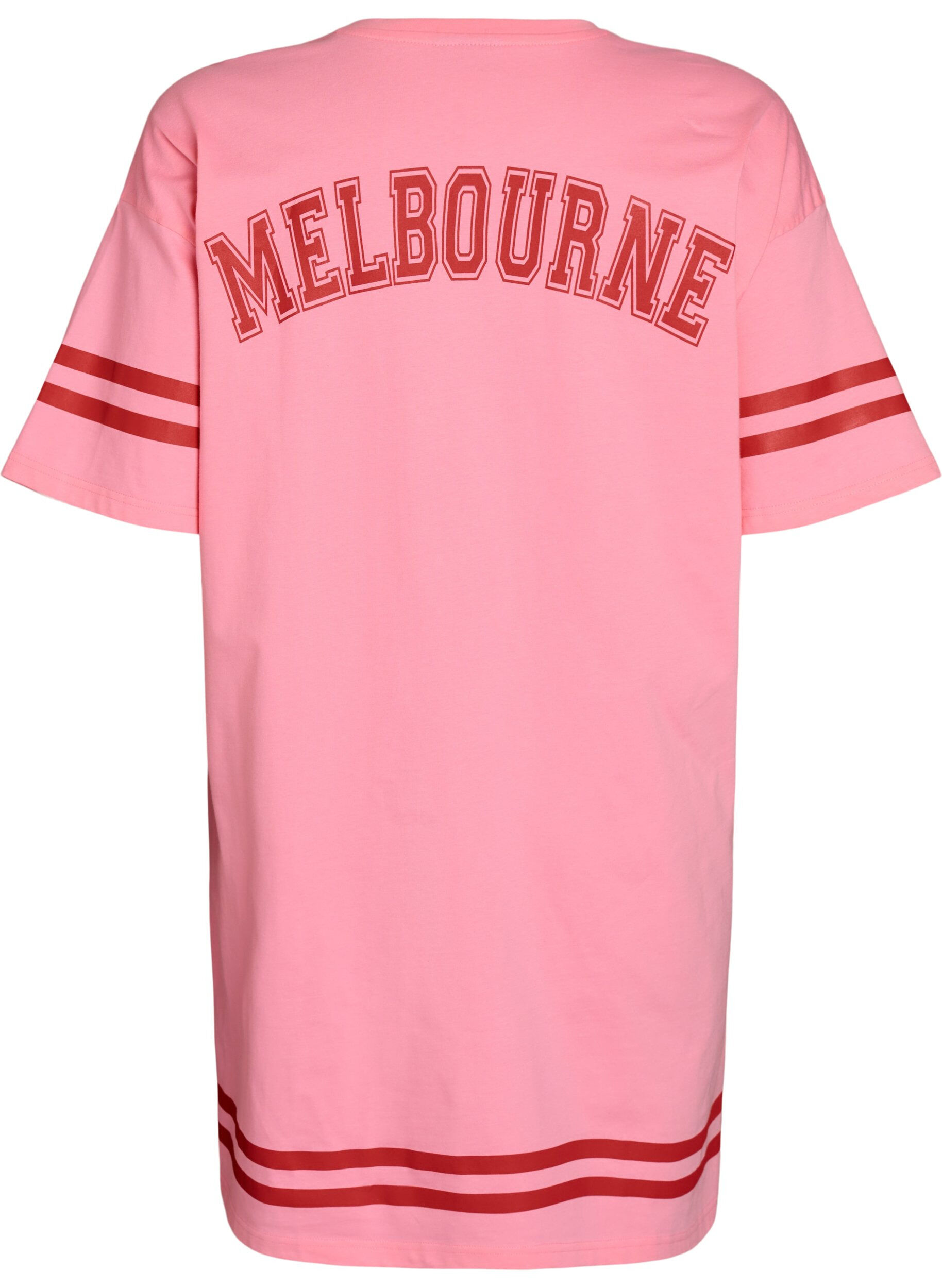 Zizzifashion Short T-shirt dress with sporty details, Pink, Packshot image number 1