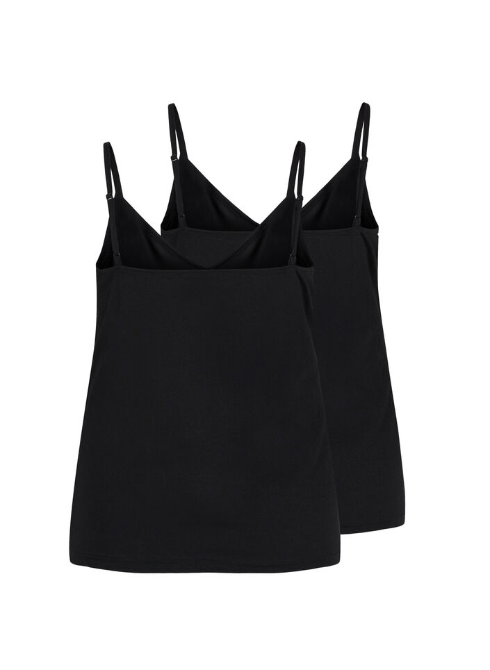 Cotton basic top 2-pack, Black/Black, Packshot image number 1