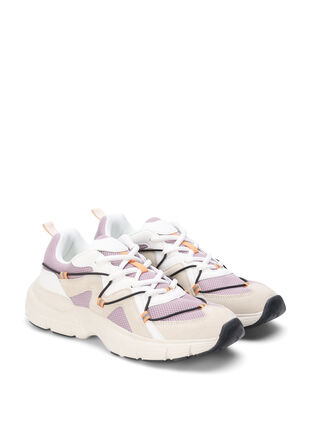 Wide fit sneakers with contrast colored drawstring detail	, Elderberry, Packshot image number 1