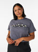 Cotton T-shirt with a washed look and embroidered motif, Grey, Model image number 0