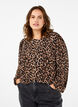 Blouse with long sleeves and leopard print, Brown, Model image number 0