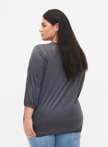 Plain blouse with 3/4 sleeves, Night Sky Mel, Model image number 1