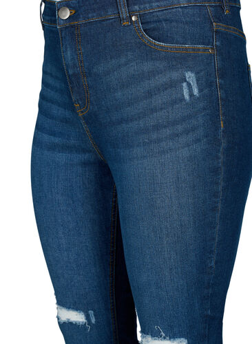 Super slim Amy jeans with destroy and high waist, Dark blue, Packshot image number 2