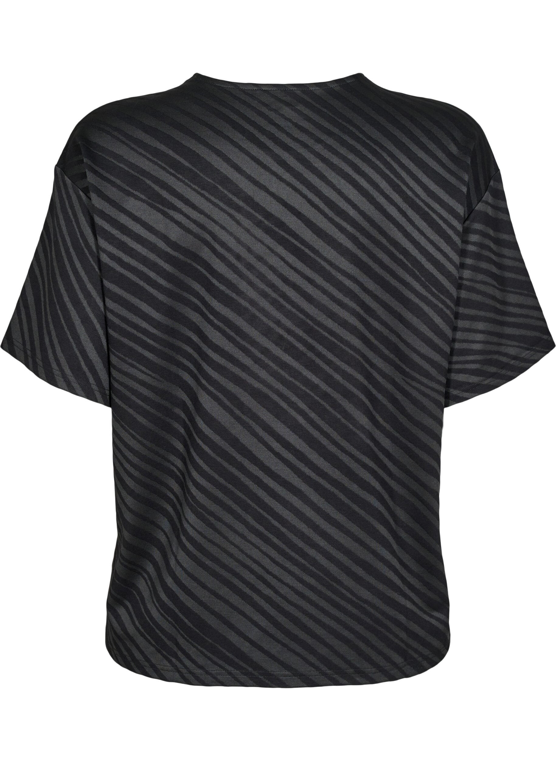 Zizzifashion Oversize blouse with pattern, Black, Packshot image number 1