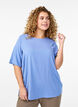 FLASH - Short-sleeved woven blouse with round neck, Blue, Model image number 0