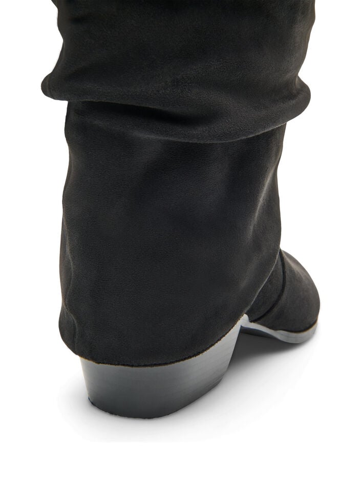 Long suede-look boot with a detachable shaft, Black, Packshot