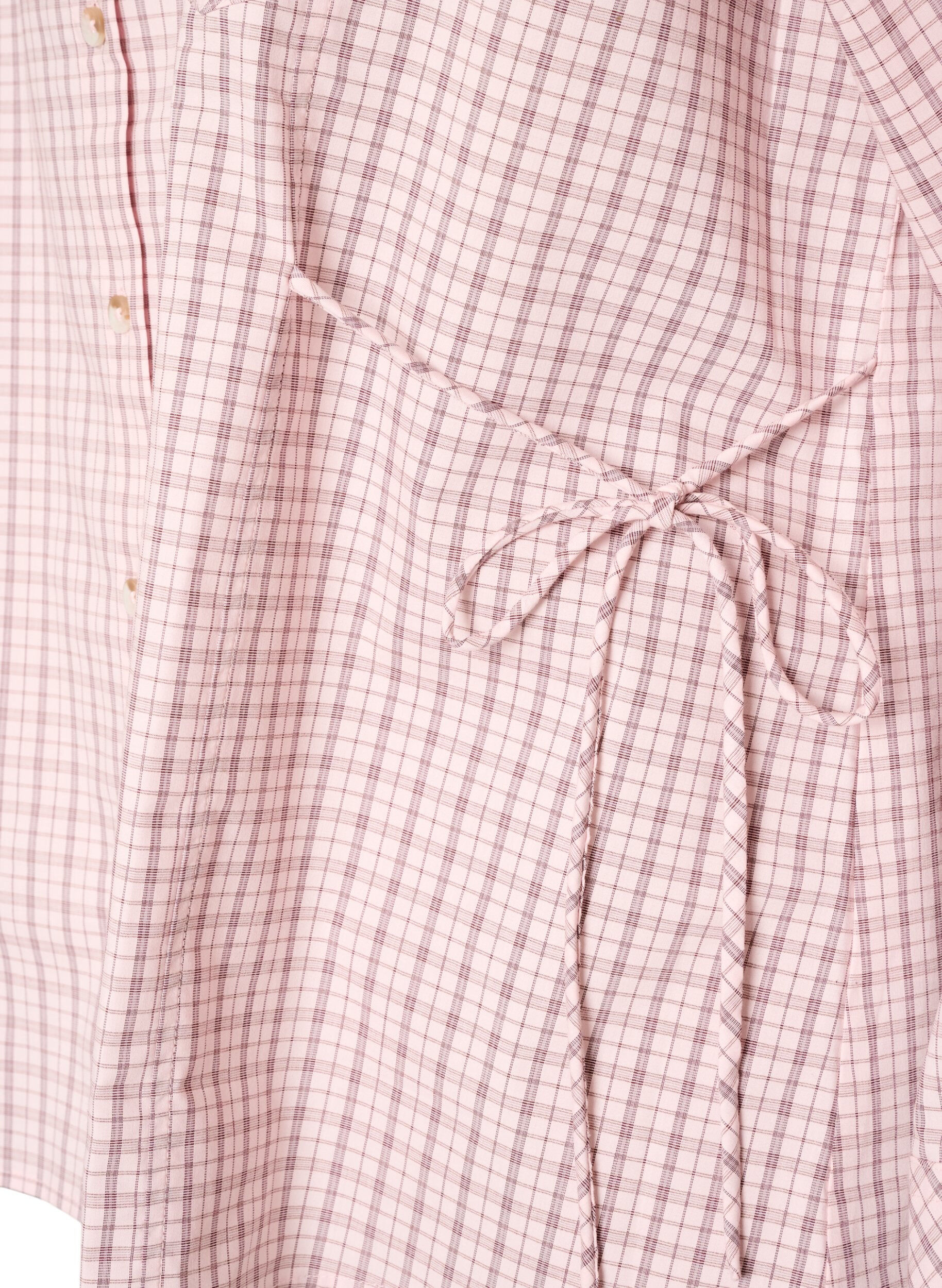 ZizzifashionLoose checked shirt with a tie-belt, Rose, Packshot image number 3