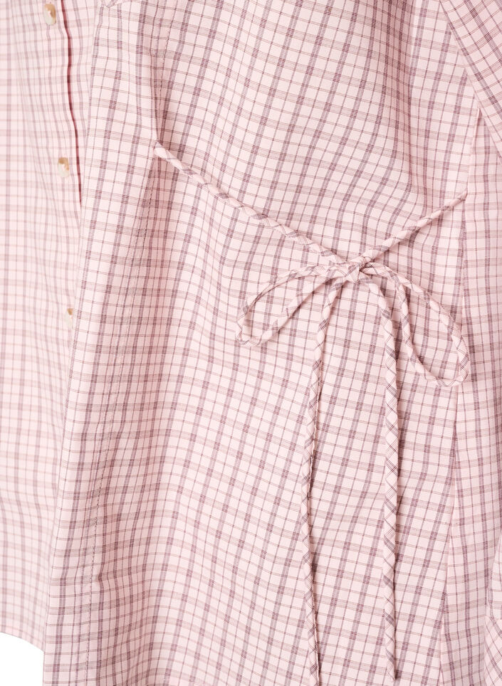 Loose checked shirt with a tie-belt, Rose, Packshot image number 3