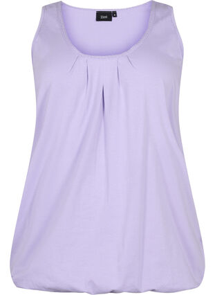 Cotton top with round neck and lace trim, Lavender, Packshot image number 0