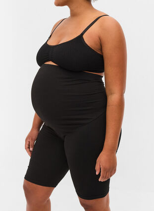 Close-fitting maternity shorts, Black, Model image number 3