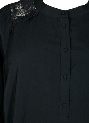 Viscose blouse with crocheted details, Black, Packshot image number 2