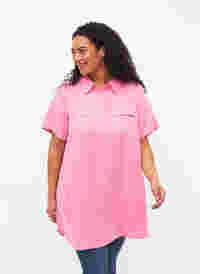 Short-sleeved tunic in lyocell (TENCEL™), Rosebloom, Model