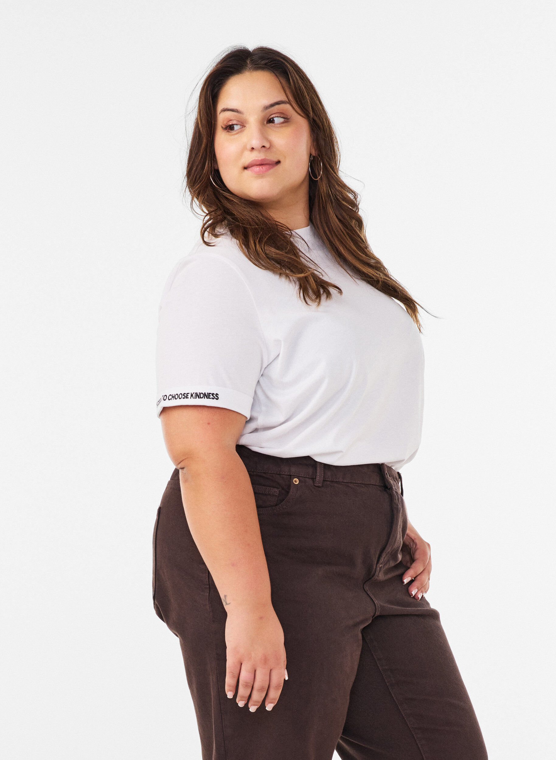 ZizzifashionCotton T-shirt with text embroidery, White, Model image number 0