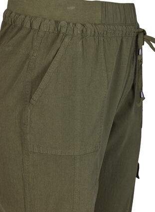 Loose cargo trousers in cotton, Ivy Green, Packshot image number 2