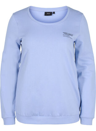 Cotton sweatshirt with text print, Blue Heron, Packshot image number 0