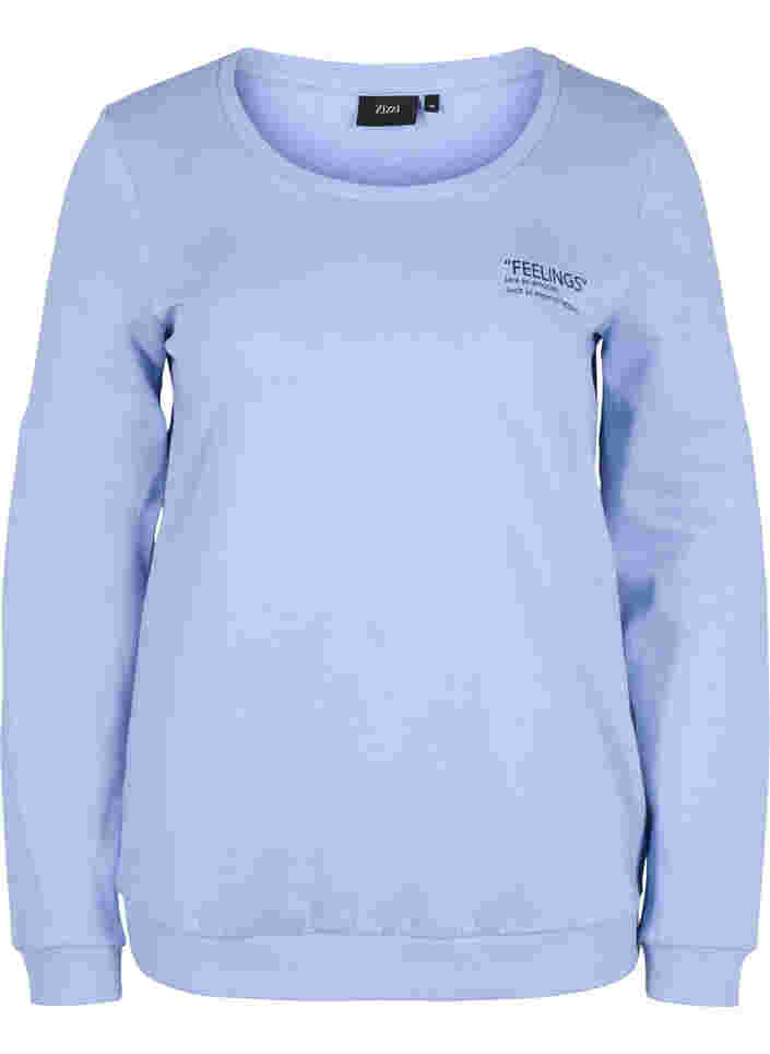 Cotton sweatshirt with text print, Blue Heron, Packshot image number 0
