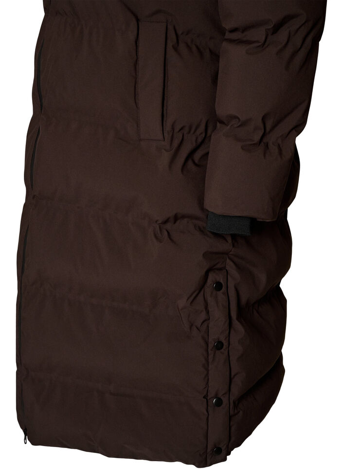 Long puffer winter coat with hood, Brown, Packshot image number 3