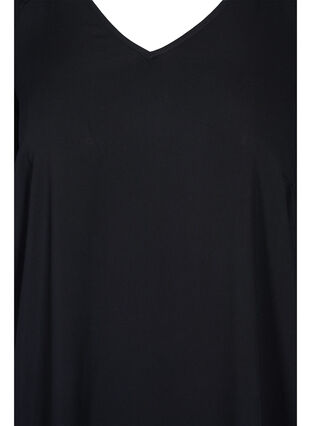 Viscose dress with v-neck, Black, Packshot image number 2