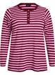 Striped jersey blouse with a ribbed texture, Pink, Packshot image number 0