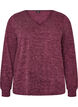 Jersey blouse with a V-neck and long sleeves, Dark Bordeaux, Packshot image number 0